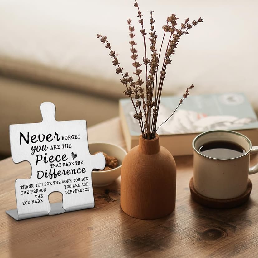 Thank you Appreciation gifts for Mentor Teacher Nurse, Going Away Gift Retirement Gift for Coworker Boss, Never forget you are the Piece that Made the Difference, Funny Office Desk Decor