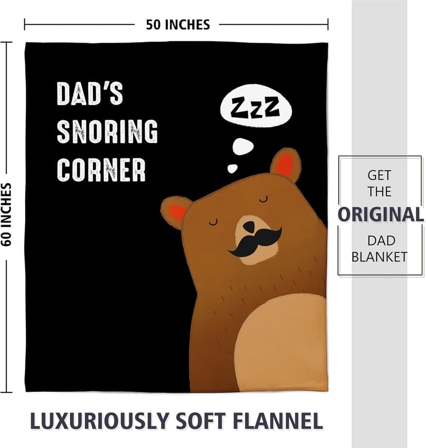 Niyewsor Blanket Gifts for Dad, Funny Dad's Snoring Corner Blanket, Dad Birthday Gift from Daughter Son, Present for Father/Daddy/Stepdad on Fathers Day, Christmas, 60"x50"