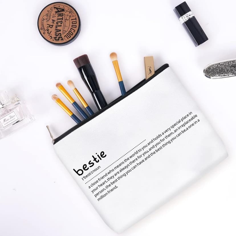 Bestie Friend Gifts for Women, Makeup Cosmetic Bag, Unique Christmas Birthday Graduation Xmas Gifts for Teens Sister, Adult Women Bridal Shower Party Travel Essentials Toiletry Case, Girls Presents