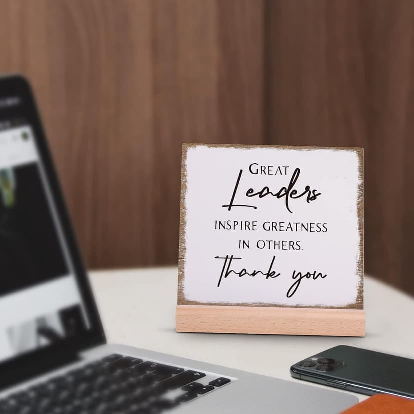Afterprints Boss Gifts for Men Women, Thank You Acrylic Plaque, Appreciation Gifts for Boss Great Leaders Supervisor on Christmas, Retirement, Leaving, Leaders Signs with Wooden Stand