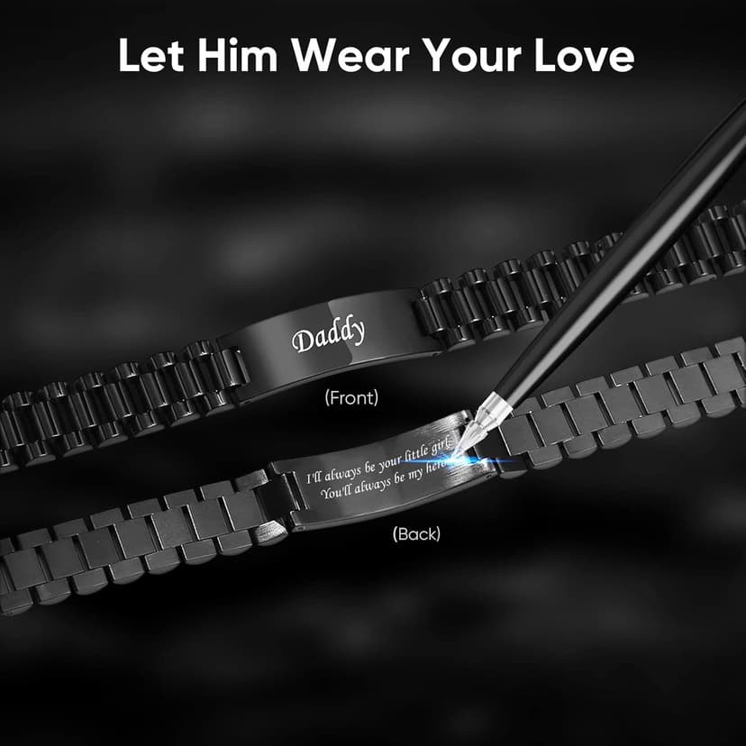 VNOX Masculine Watch Band Stainless Steel Link Bracelet Personalized Jewelry Gift for Men DAD Father Husband Boyfriend