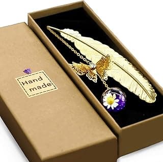 Metal Feather Bookmark with Butterfly Charms Mothers Day Gifts Teacher Appreciation Gifts for Women End of Year Teacher Gifts Birthday Gifts Bookmarks for Women Grils Mom Readers Book Lovers