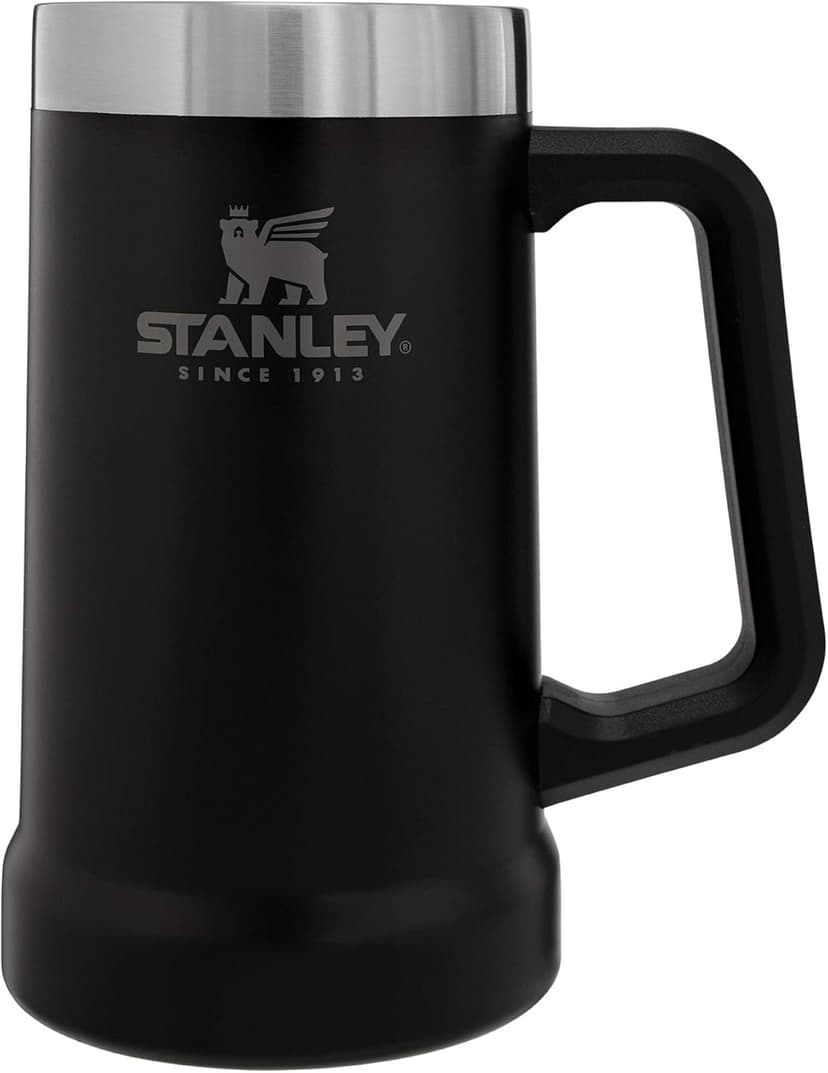 Stanley Stay-Chill Beer Stein 24 oz | Heavy Duty Big Grip Handle | Beer Tumbler Drink Cup, Holds 2 Cans | Insulated Stainless Steel Party Mug | BPA-Free | Matte Black