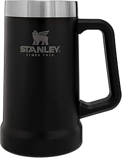 Stanley Stay-Chill Beer Stein 24 oz | Heavy Duty Big Grip Handle | Beer Tumbler Drink Cup, Holds 2 Cans | Insulated Stainless Steel Party Mug | BPA-Free | Matte Black