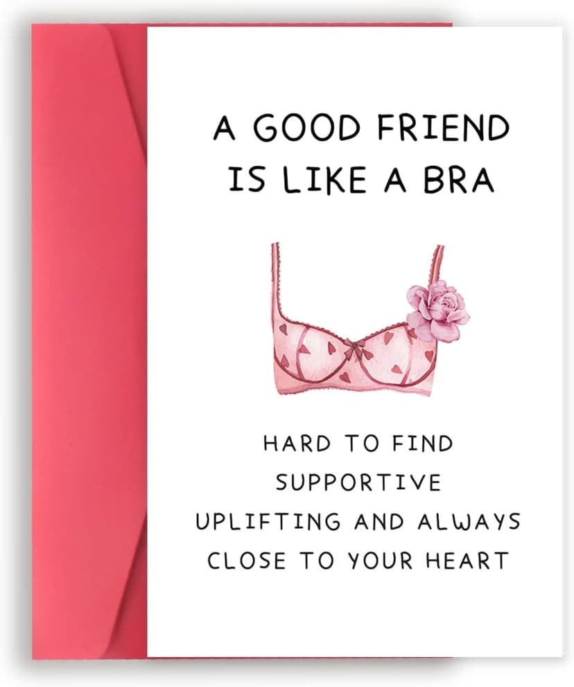 Funny Best Friend Birthday Gifts Cards for Women, Bestie Definition Card,Happy Birthday Gift for BBF Sister, Great Friendship Card for Her -“A Good Friend Is Like A Bra”