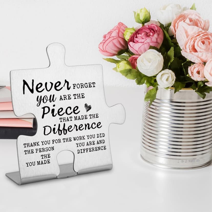 Thank you Appreciation gifts for Mentor Teacher Nurse, Going Away Gift Retirement Gift for Coworker Boss, Never forget you are the Piece that Made the Difference, Funny Office Desk Decor