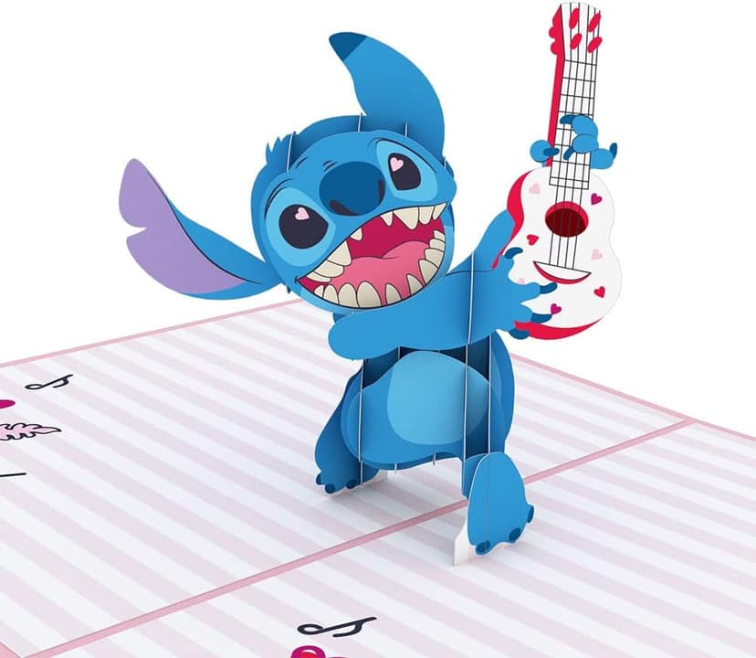 Lovepop Valentines Day Card for Her, Him - 3D Disney Pop-Up Cards - Lilo and Stitch - Stitch Rockin' - 5" x 7" - Blank Notecard & Envelope Included