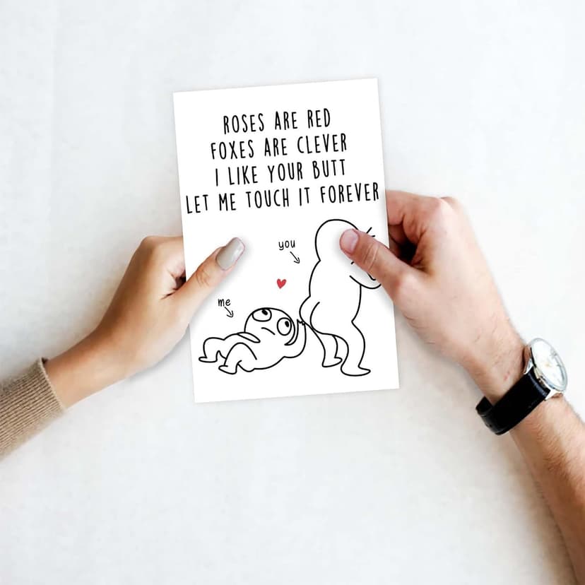 Huameigf Romantic Valentines Day Card for Wife Husband, Naughty Valentine's Day Gifts Ideas for BF GF, Cute Anniversary Birthday Card for Women Men, Rude Touch Your Butt Card