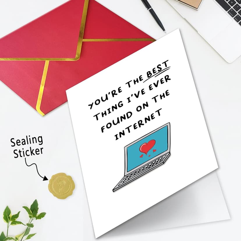 Ziwenhu Funny Internet Dating Card for New Boyfriend, Cute Anniversary Card for Girlfriend, Happy 1 Year Anniversary Card, Valentines Day Gift for Husband Wife…