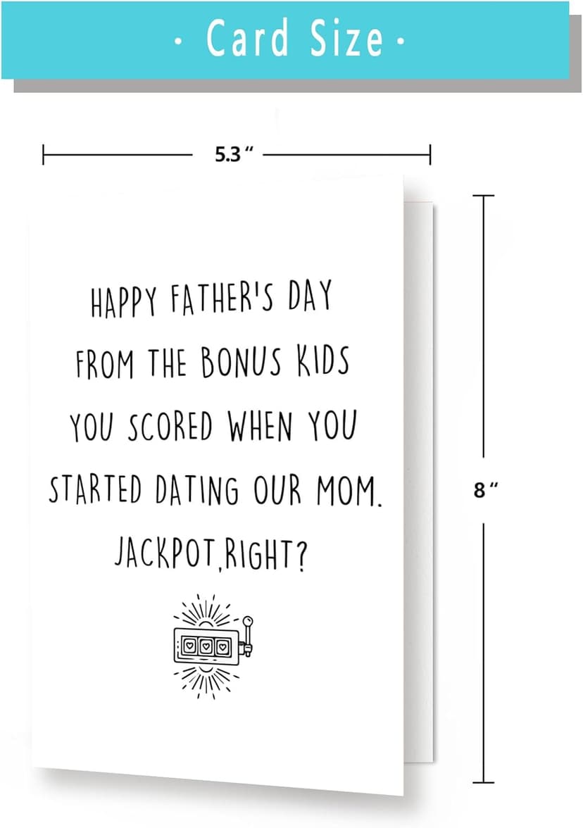Asmallgf Funny Fathers Day Card for Step Dad, Bonus Dad Fathers Day Gift, Father's Day from Step Daughter Son