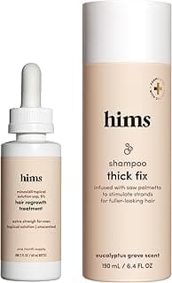 hims Thick Fix Hair Thickening Shampoo & 5% Minoxidil Treatment Serum Set - Hair Loss Treatment for Men - Moisturizing, Color Safe Shampoo & Serum - 2 Count