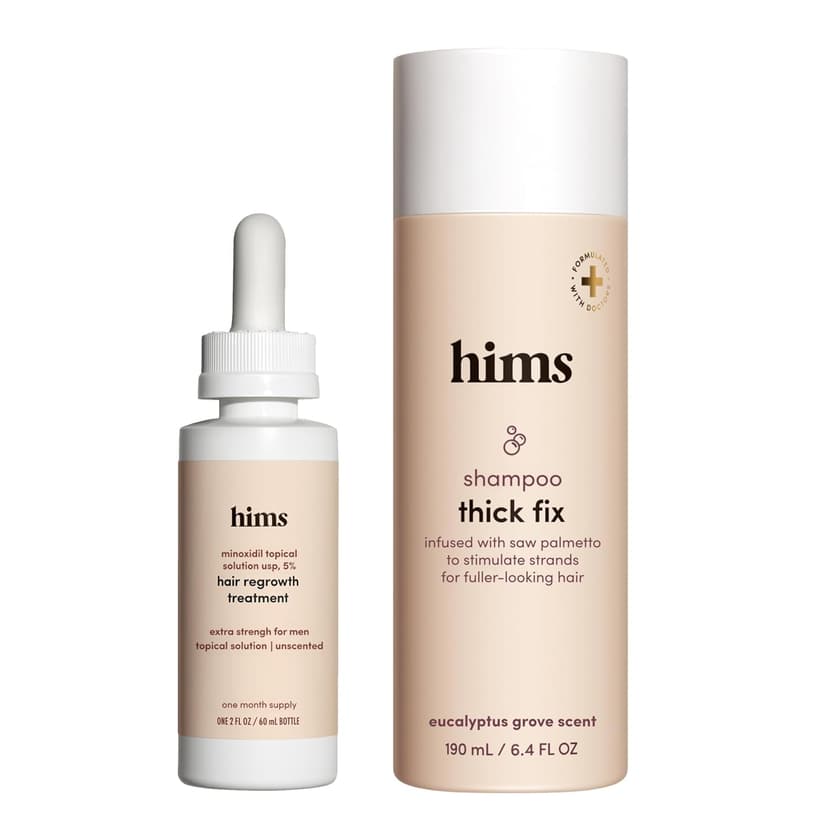hims Thick Fix Hair Thickening Shampoo & 5% Minoxidil Treatment Serum Set - Hair Loss Treatment for Men - Moisturizing, Color Safe Shampoo & Serum - 2 Count