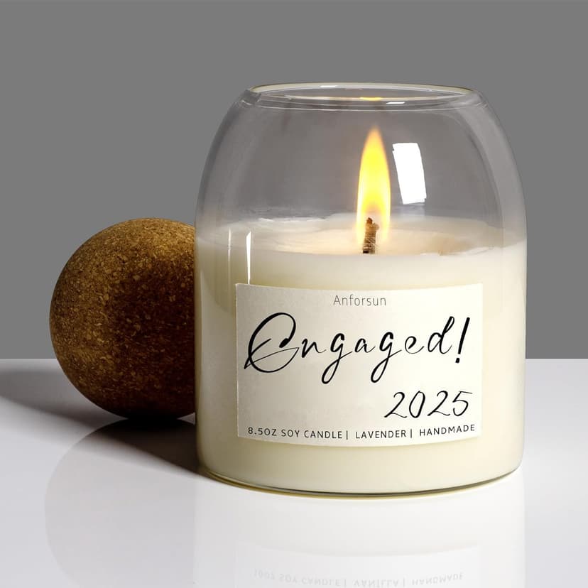 Engagement Gifts，Engagement Gifts for Couples，'Engaged 2025' Candle - 8.50oz Soy Wax, Long-Lasting 60-Hours，Lavender