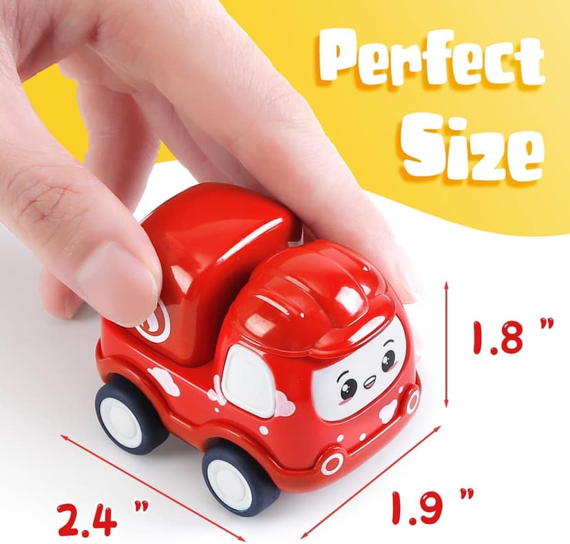 Mini Car Toys for 1 Year Old Boy Gifts, 12 Sets Pull-Back Trucks with Playmat/Storage Box for Toddlers Age 1-2, Baby Toys 12-18 Months, 1st Christmas Birthday Gifts for One Year Olds