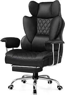 GTRACING Gaming Chair,Office Chair with Pocket Spring Lumbar Support, Ergonomic Comfortable Wide Office Desk Computer Chair with Outward Fixed Soft Armrests and Footrest (PU Leather, Black)