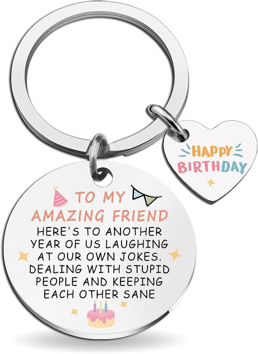 Best Friend Birthday Gifts for Women Girls Happy Birthday Bestie Gift Funny Friendship Gifts for BFF Coworker Classmate To My Amazing Friend Keychain