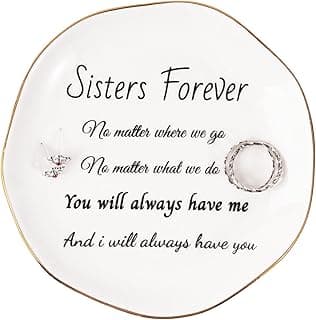 Sister Gifts, Ceramic Sister Ring Dish Jewelry Tray, Sister Birthday Gifts Engagement Wedding Gift for Sister from Sister