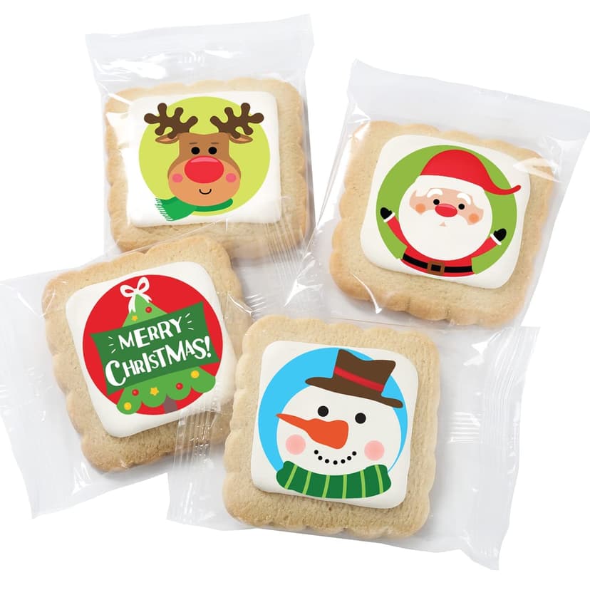 Christmas Cookies Gift Baskets Box for Men Women Kids | Holiday Cookie Treats decorated | Individually Wrapped Sugar | Nut Free | 4 Pack