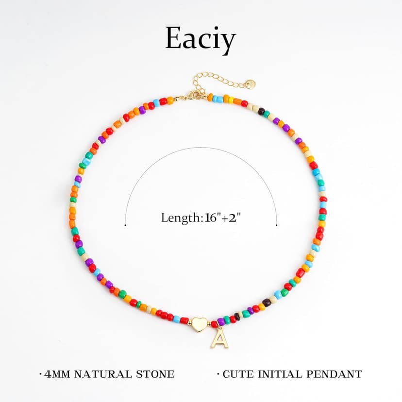 Colorful Initial Necklaces for Girls Women Kids - Teen Girls Gifts Trendy Beaded Initial Necklace Dainty Letter Gifts Choker Necklace for Girl Jewelry