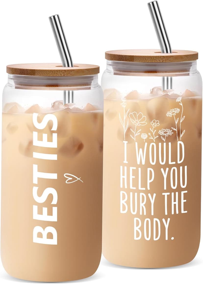 Funny Gifts for Women, Bestie Birthday Christmas Mothers Day Friendship Gift for Best Friend Soul Sister Mom BFF Coworker Glass Cup