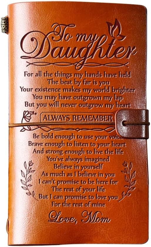 Daughter Gift from Mom, To My Daughter Leather Journal, 140 Page Refillable Writing Journal, Christmas Birthday Gifts for Daughter from Mom, Mother Daughter Gifts for Adults Daughter