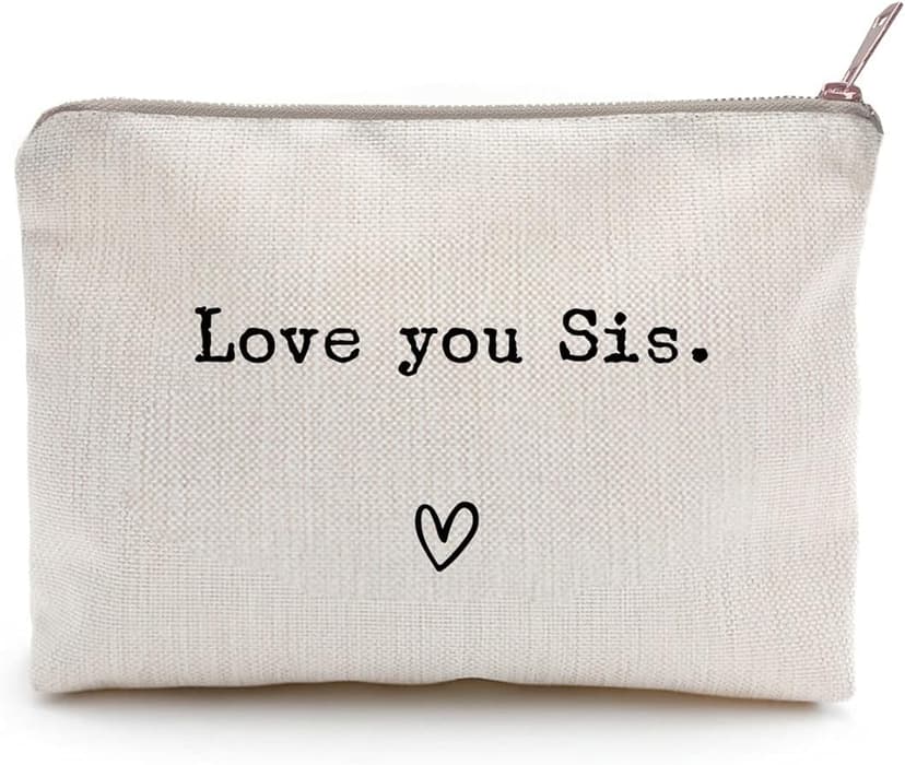 Love You Sister, Sister Gift, Missing You, Send Love, Makeup Case, Toiletry Bag, Gift for Friend, Makeup Bag for Best Friends (Love you Sis.)
