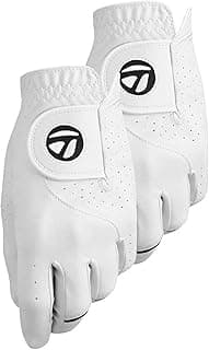 TaylorMade Golf STRATUS TECH GLOVE 2-PACK (WHITE, LEFT HAND, LARGE), WHITE(LARGE, WORN ON LEFT HAND)