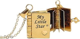 RANKEEF My Little Star Book Necklace - My Incredible Daughter Book Necklace Daughter Gifts from Dad Mom Mother Adjustable Silver 18k Gold Jewelry Openable with 6 Pages Gifts of Love