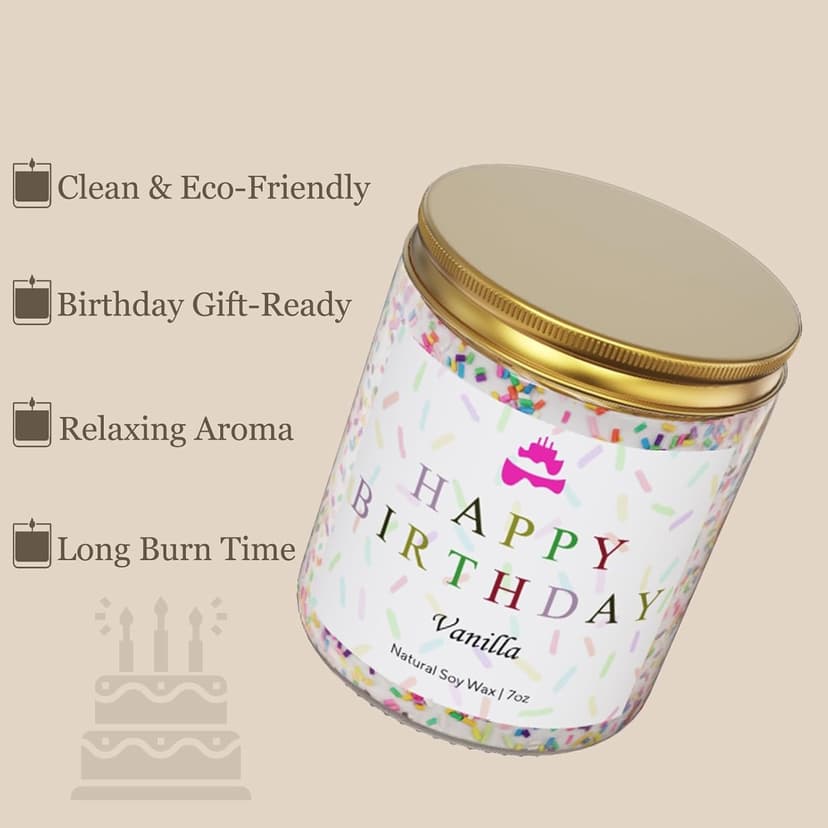 Lihome Happy Birthday Candle - Birthday Gifts for Women, Men, Mom, Dad, Sister, Teacher, Friends - Best Gifts for Her Ideas, Natural Soy Wax Vanilla Scented Candles