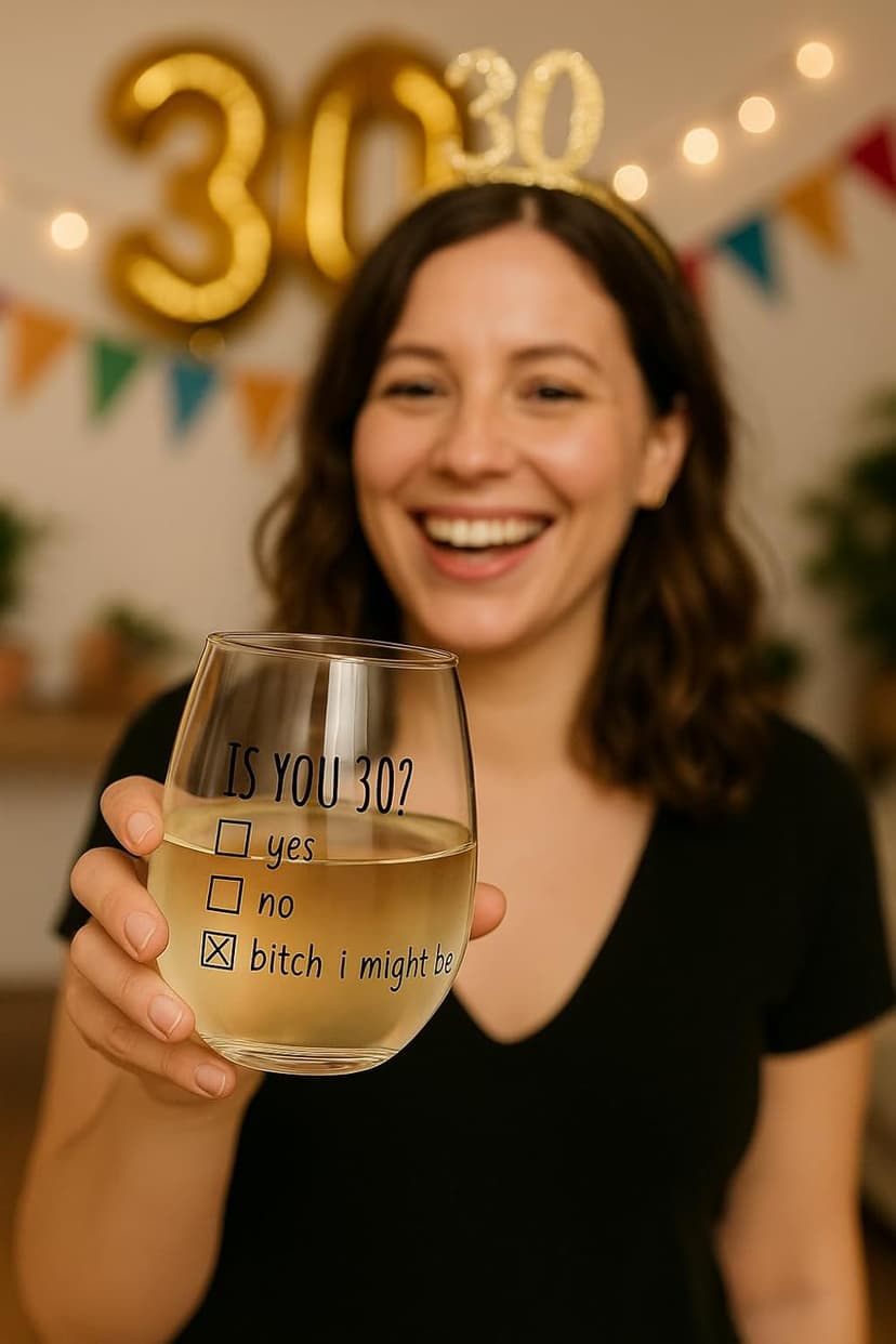 Gelid 30th Birthday Gifts for Women and Men Wine Glass - Funny Is You 30 Gift Idea for Husband Wife Boyfriend Girlfriend – Thirty Year Old Party Supplies Decorations for Best Friend Him Her - 15 oz