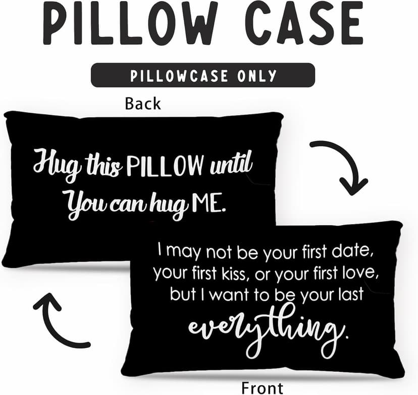 Sufamb Romantic Long Distance Relationship Gifts Reversible Throw Pillow Case Decor for Home Bedroom,12''x20'' Pillow case,Gift for Boyfriend,Husband,Anniversary,Wedding,Engagement Couples (Black-4)