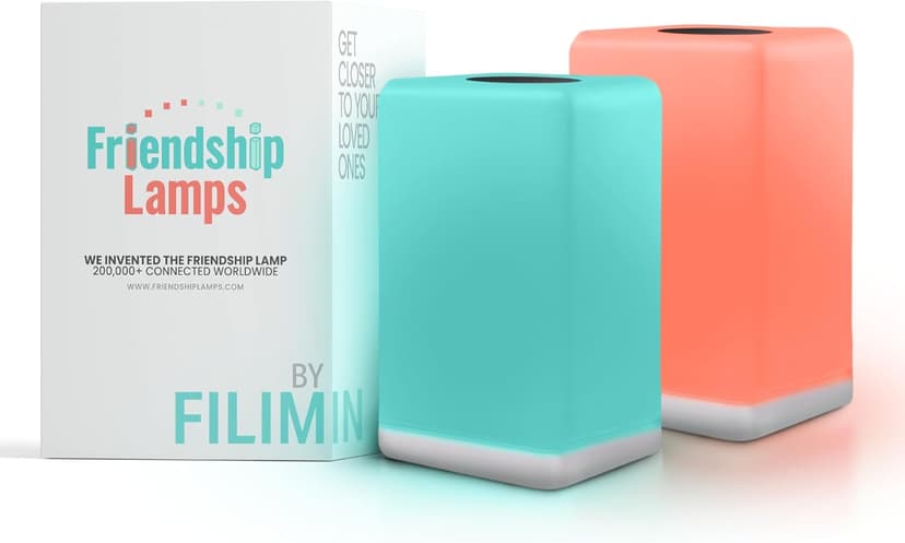 Friendship Lamp FriendLi by Filimin - Subscription Required Wi-Fi LED Light for Long Distance Touch Lamp, Present for Best Friend, Relationship, Family, Unique Gifts, Easy App Setup - Set of 2