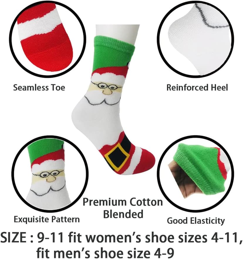 MarJunSep 15 Pairs Women's Christmas Socks Gifts for Women Adults Family Coworkers Cotton Holiday Socks Stocking Stuffers