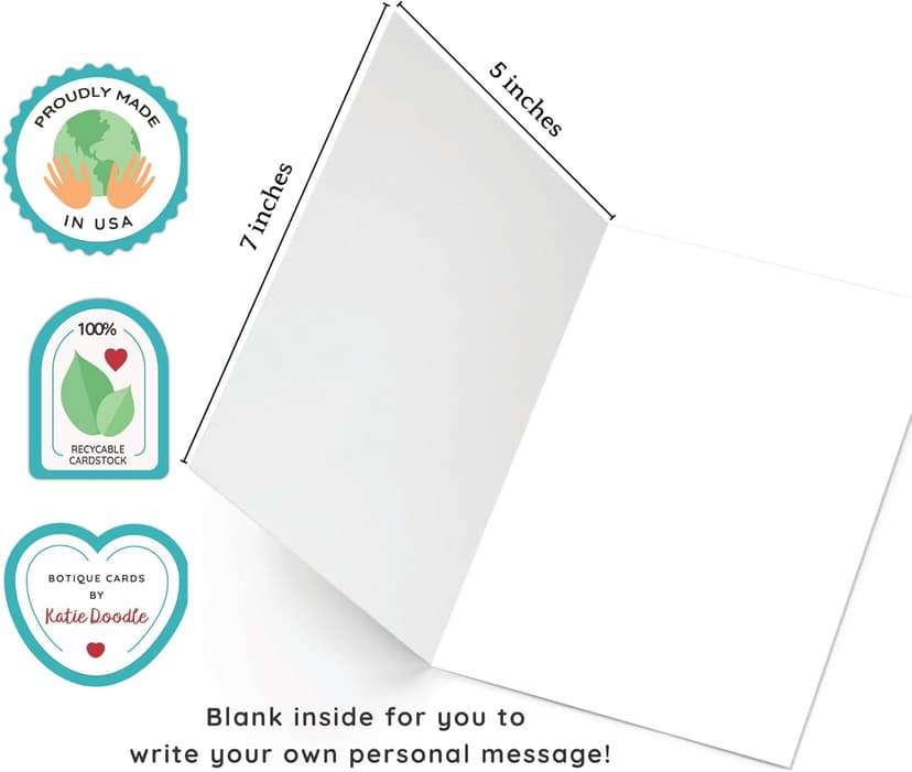 Katie Doodle - Funny Birthday Cards for Women, Friend (Handmade in USA) - Great for 30th, 40th, 50th, 60th, 70th, 75th, 80th, 90th Birthday Gifts for Women Her Friends - Includes 1 Card & 1 Envelope