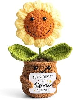 Christmas Thank You Gifts for Women, Nurse, Coworkers, Teacher, Boss, Retirement Farewell Going Away - Emotional Sunflower Support Crochet - Never Forget The Difference You Make Gifts