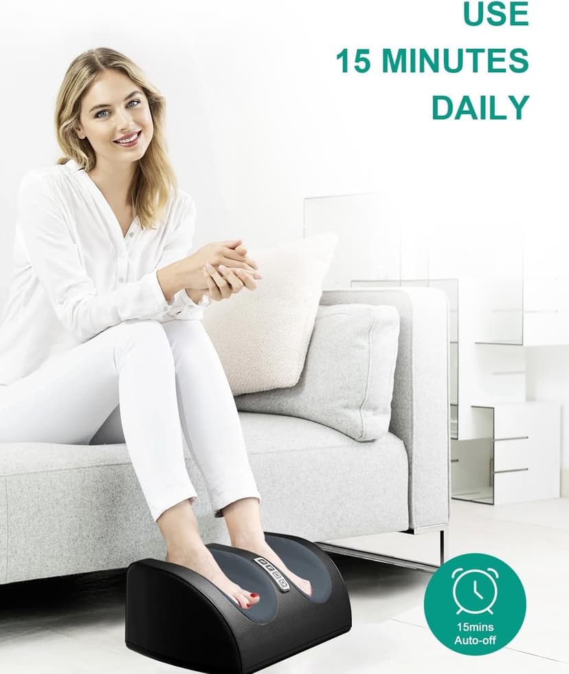 Shiatsu Foot Massager Machine with Heat, Foot and Calf Massager with Massage Roller, Deep Tissue Massager for Plantar Fasciitis, Pain Relief, Promotes Blood Circulation, Gifts for Women & Men