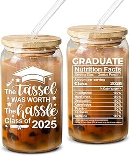 NewEleven Class Of 2025 Graduation Gifts For Her, Friends - Funny Master Degree, College Graduation Gifts From Friends And Family - 16 Oz Coffee Glass
