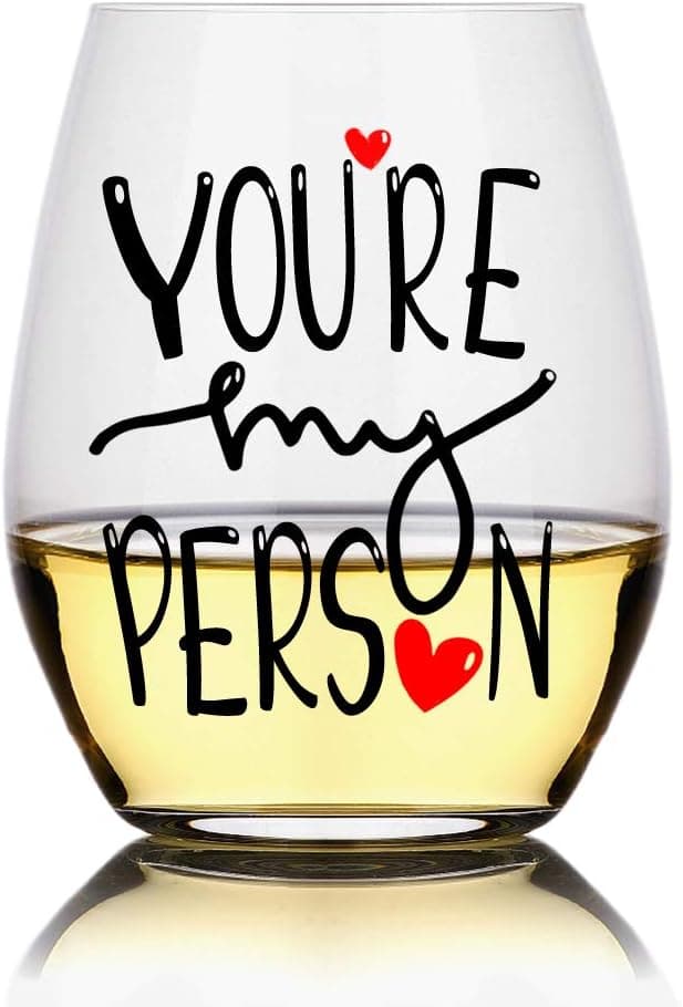 Perfectinsoy You're My Person Funny Stemless Wine Glass, Best Friend Wine Glass for Women, Perfect Birthday, Wedding, Christmas, Mother's Day Gift for Women Friend