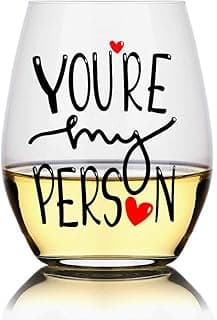 Perfectinsoy You're My Person Funny Stemless Wine Glass, Best Friend Wine Glass for Women, Perfect Birthday, Wedding, Christmas, Mother's Day Gift for Women Friend
