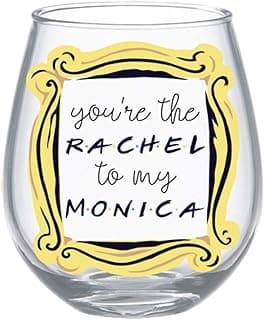 Silver Buffalo Friends You’re the Rachel to My Monica Stemless Wine Glass, 20 Ounces