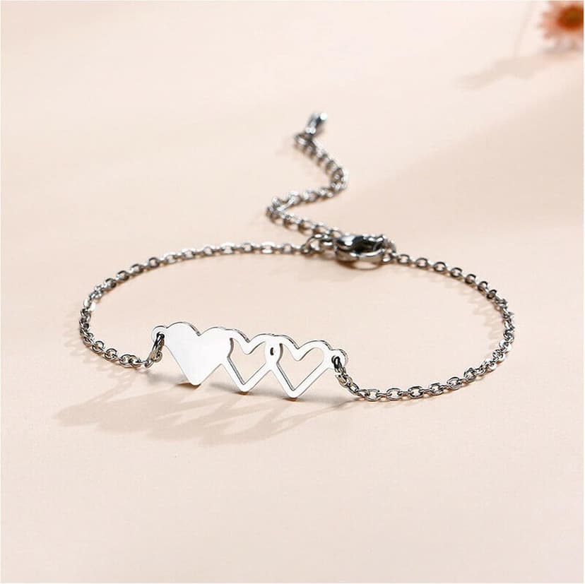 Sunflower Jewellery Friendship Necklace for 3 4 Stainless Steel Heart-Shaped Necklace/Bracelet Three Hearts Composed of Friendship Necklace/Bracelet, Gifts for Friends