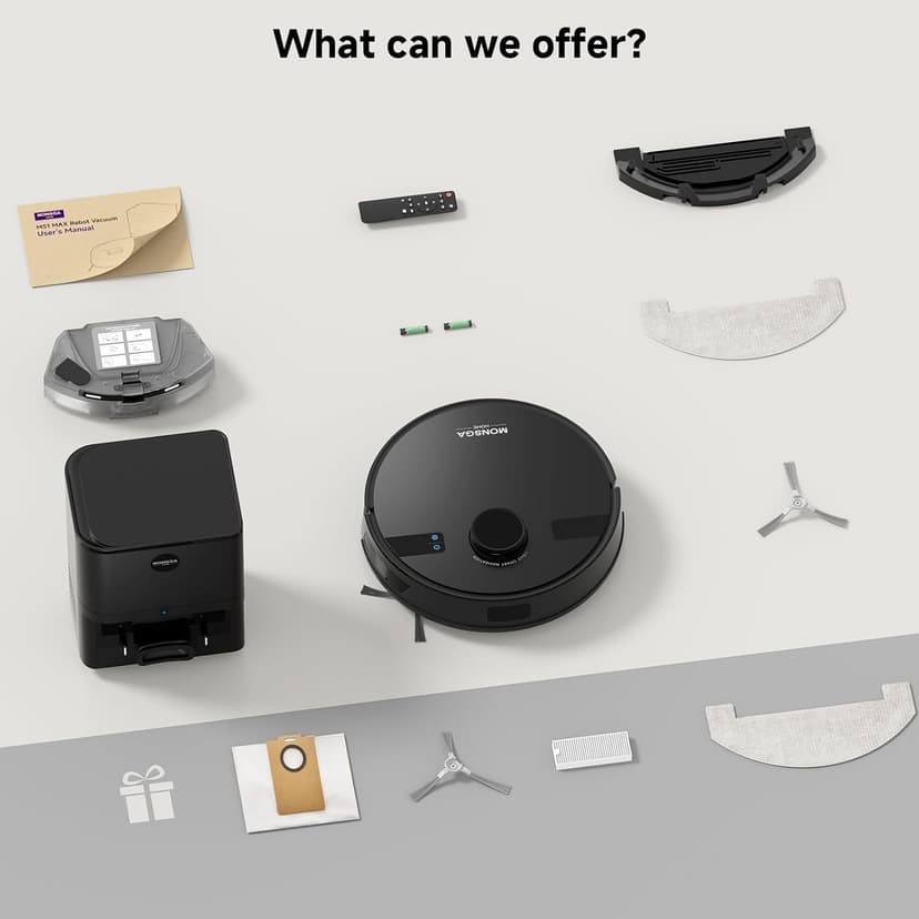 MONSGA Robot Vacuum and Mop Combo, 6000Pa Robotic Vacuum with 3.5L Self Emptying Station, Lidar Navigation Robot Vacuum Cleaner, 180mins Runtime, APP/Remote/Voice Control, for Hard Floors and Carpets