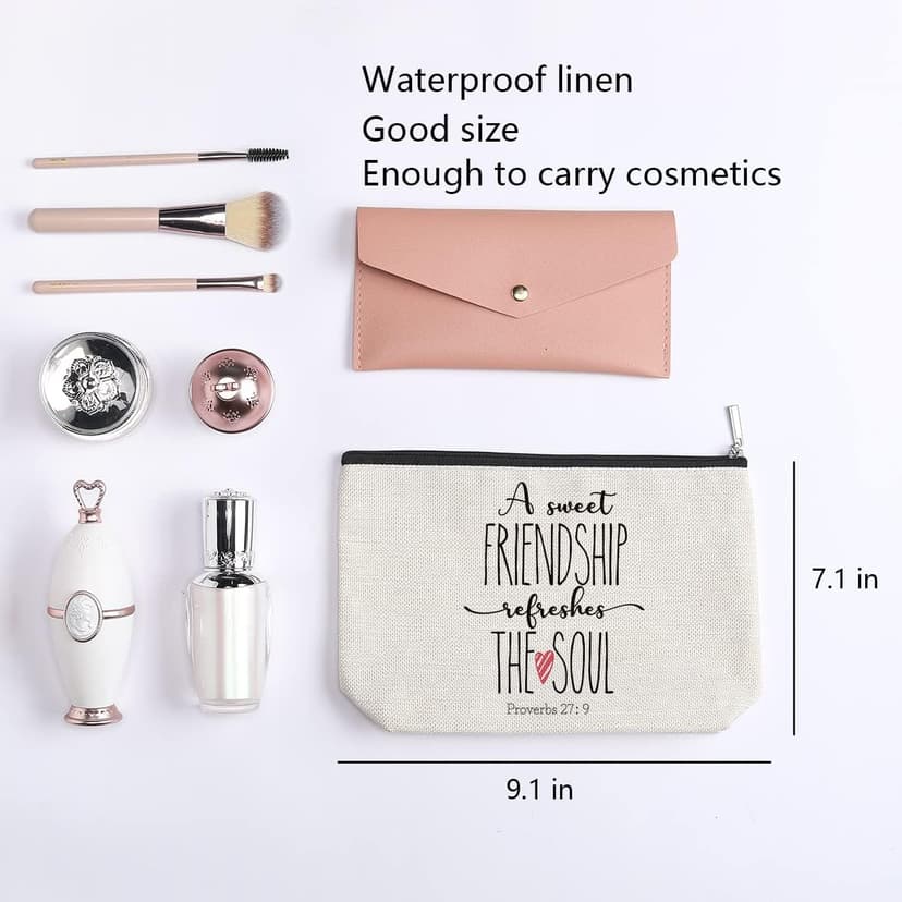 Friendship Gifts for Women, Christian Gifts for Women Friends, Secret Sister Gift for Best Friend Birthday Valentines Day Makeup Bag Cosmetic Bag