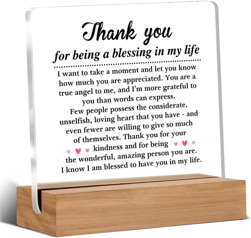 Thank You Gifts for Women Men Friends Besties, Special Appreciation Gifts, Thank You for Being A Blessing in My Life Home Office Decorative Signs Plaque for Desk
