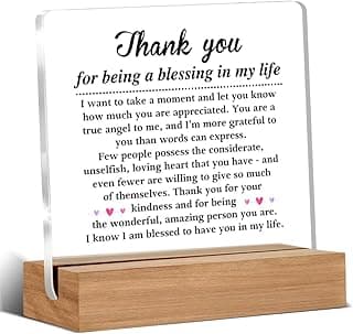 Thank You Gifts for Women Men Friends Besties, Special Appreciation Gifts, Thank You for Being A Blessing in My Life Home Office Decorative Signs Plaque for Desk
