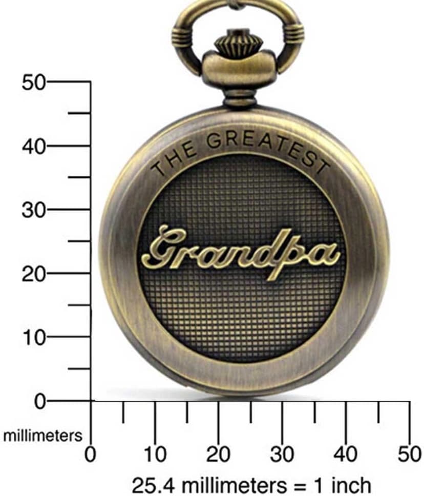 Fathers Personalized Engraved Pocket Watch, Engraved Dad, Grandpa for Father and Grandpa,Men's Pocket Watch with Chain