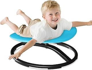 21" L × 19" W Large Size Spinning Chair for Autistic Kids, Toddler Sensory Spinning Chair, Sensory Toys Gifts for Kids with Autism & ADHD, Sit and Spin Training Body Coordination, Azure Rounded Shape