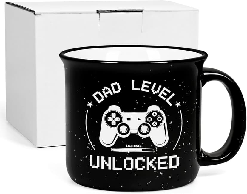 Cabtnca New Dad Gifts First Time, Dad Level Unlocked Mug, Birthday Christmas Father's Day Gifts for New Daddy, 15 Oz