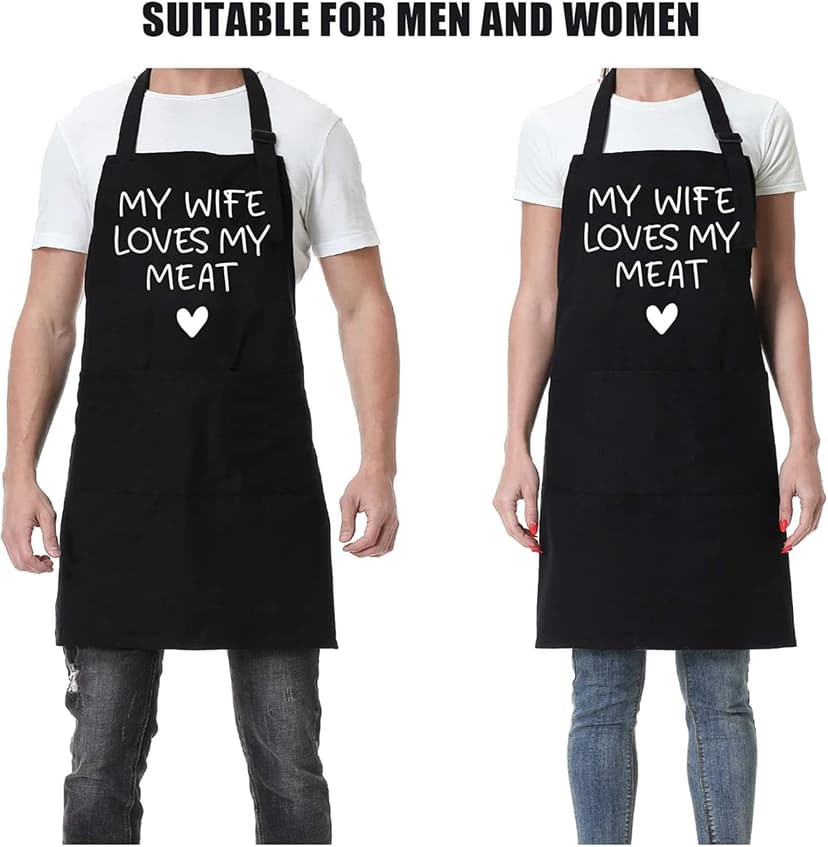 Fairy's Gift Funny Husband Apron, Men's Anniversary Christmas, Cool Birthday Gifts for Him, Husband Gifts from Wife, Manly Presents for Men, Grilling Kitchen Aprons with Pockets for Cooking Hubby Him