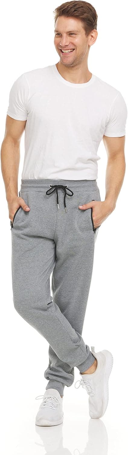 PURE CHAMP Mens 3 Pack Fleece Active Athletic Workout Jogger Sweatpants for Men with Zipper Pocket and Drawstring Size S-3XL